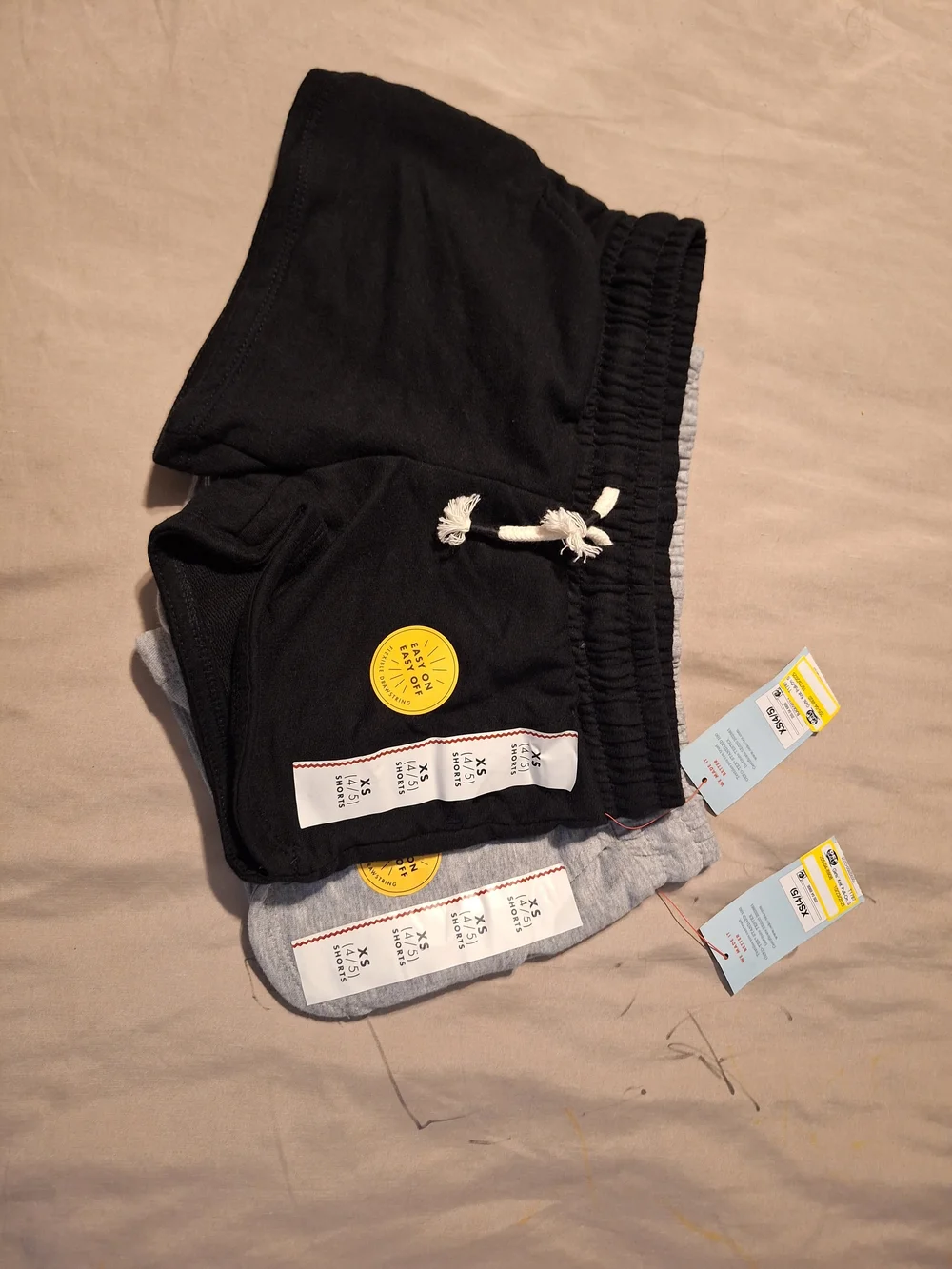 SE OF 2 Cat & Jack Black Drawstring Kids Shorts Black And Grey Xs